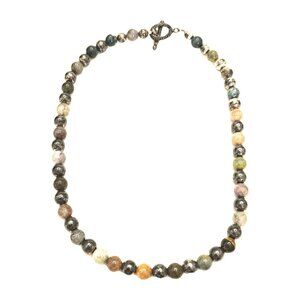 Vintage 16" Gemstone Beaded Necklace Jasper Quartz Etc